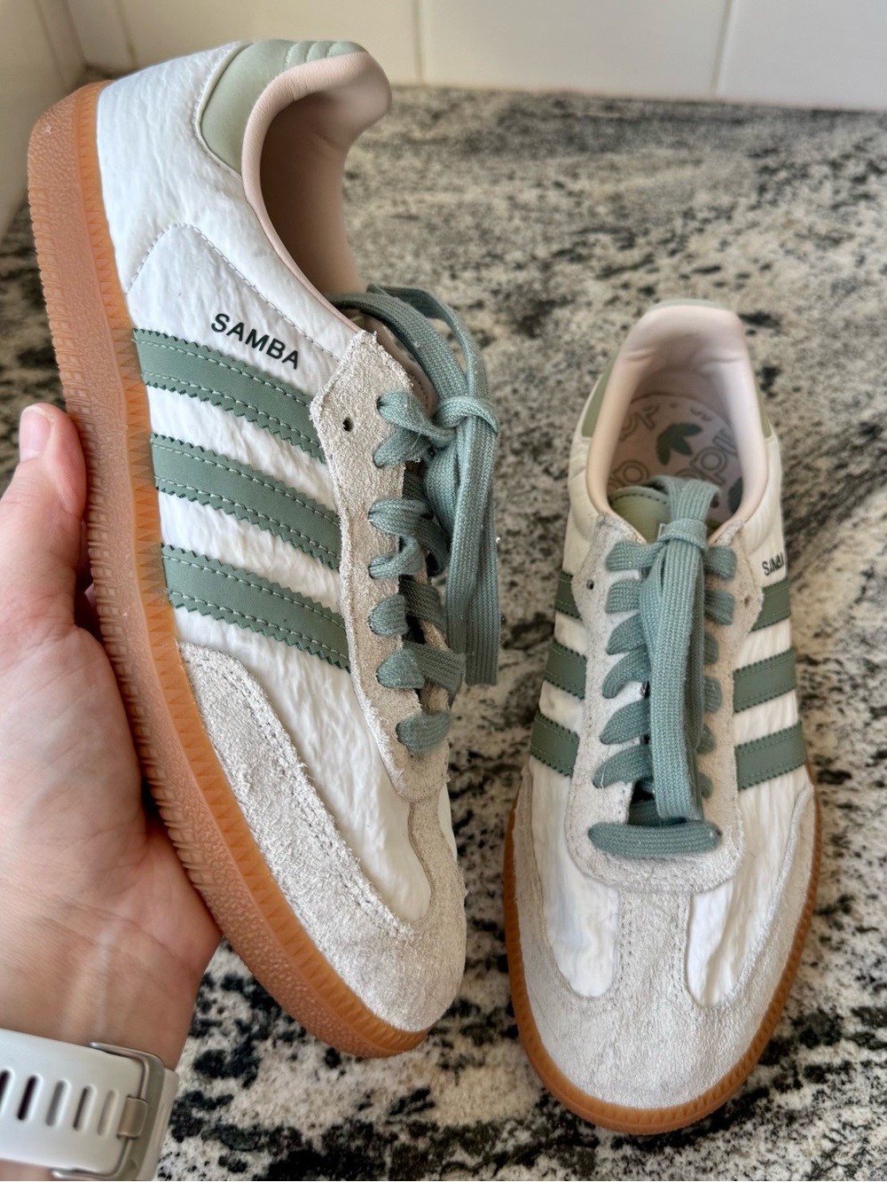 adidas Samba Nylon in White. Women’s 7.5 VGUC